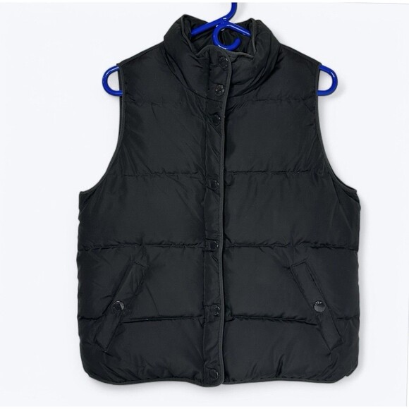 J Crew Down Filled Puffer Vest Womens Size M Black Outdoors Gorpcore Classic - Picture 1 of 10